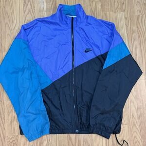 VTG 80s 90s Nike Windbreaker Jacket Colorblock Nylon Sz Medium